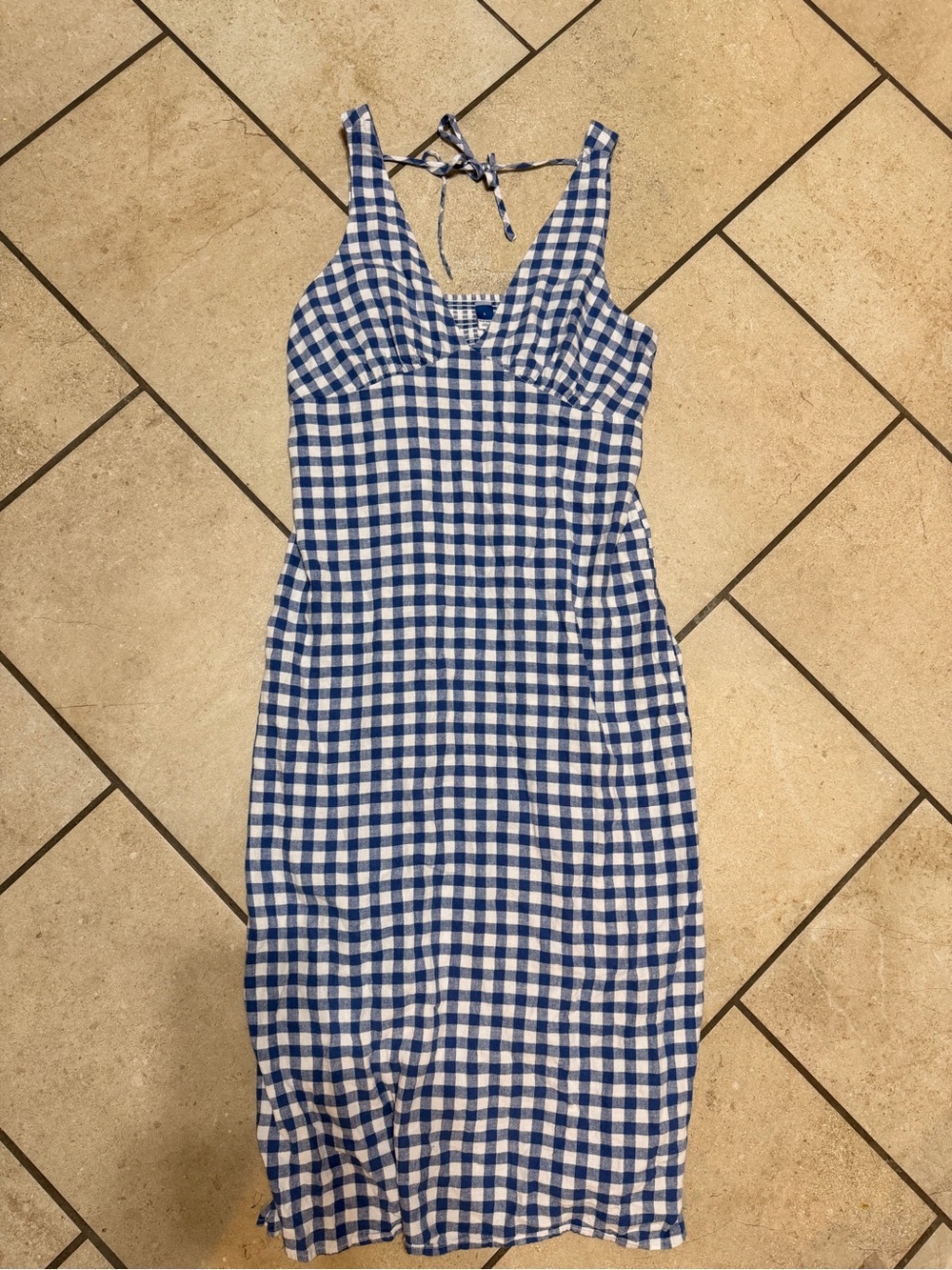 Old Navy Blue and White Gingham Midi Dress